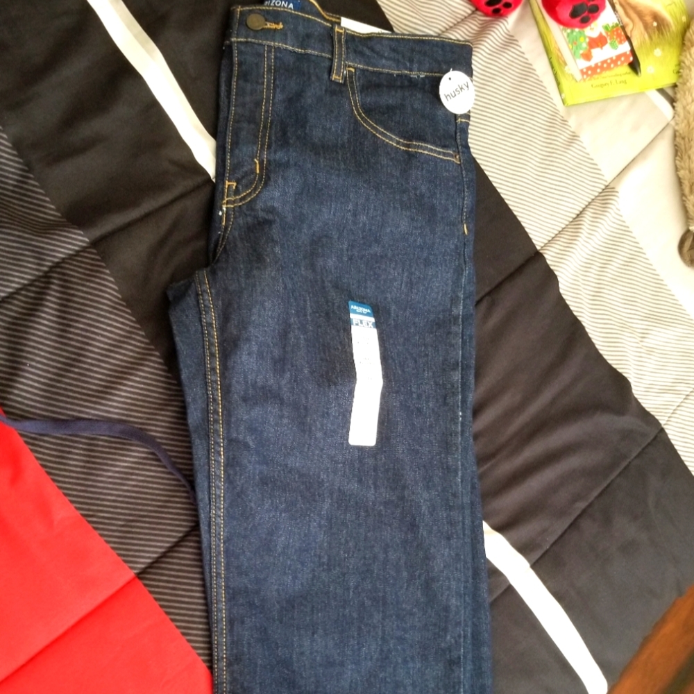 Husky boy's size 18 denim straight cut jeans dark rinse Arizona